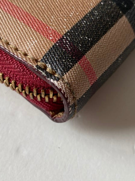 Burberry Dark Red House Check Long Wallet