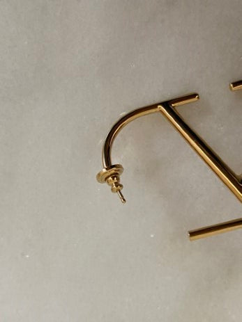 Valentino Gold V Logo Earring