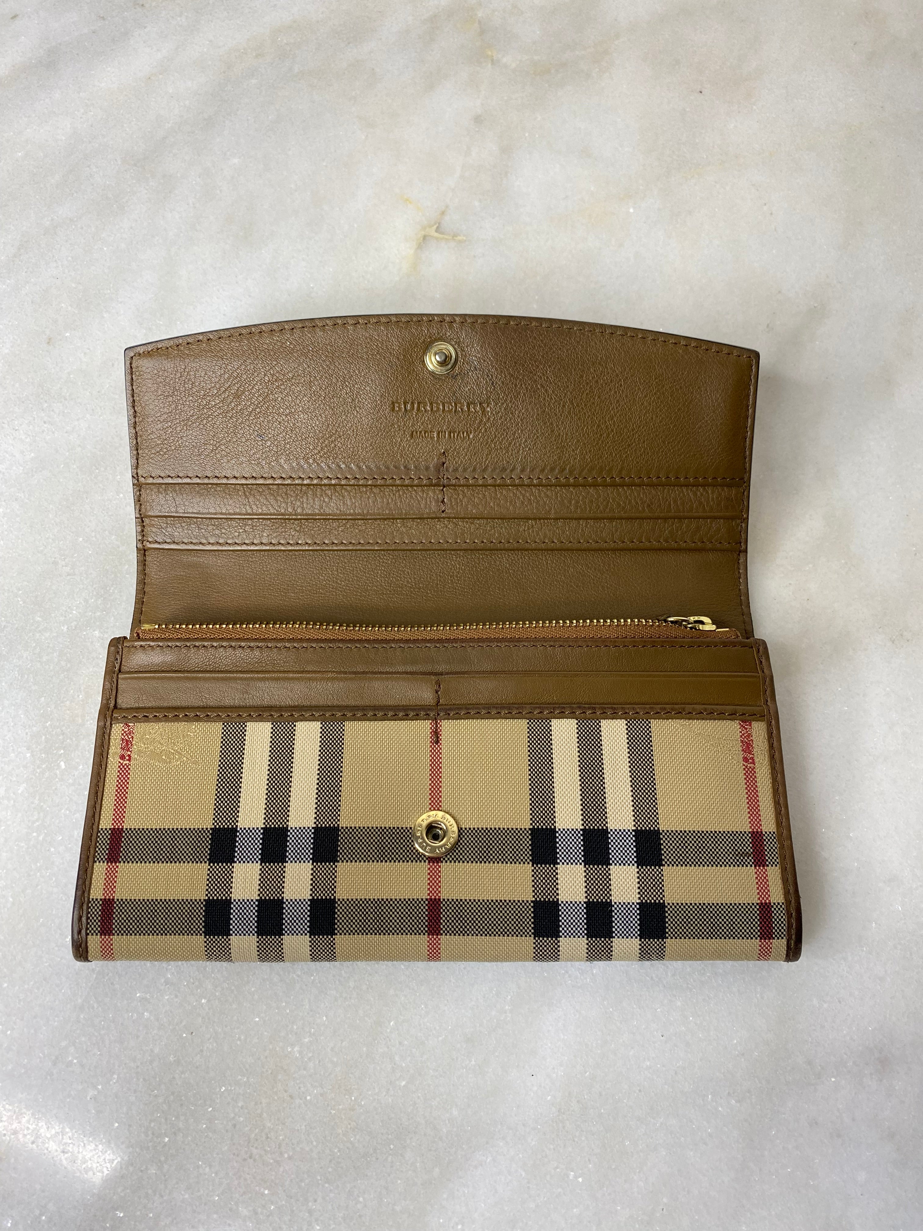 Burberry House Check Brown Flap Long Wallet