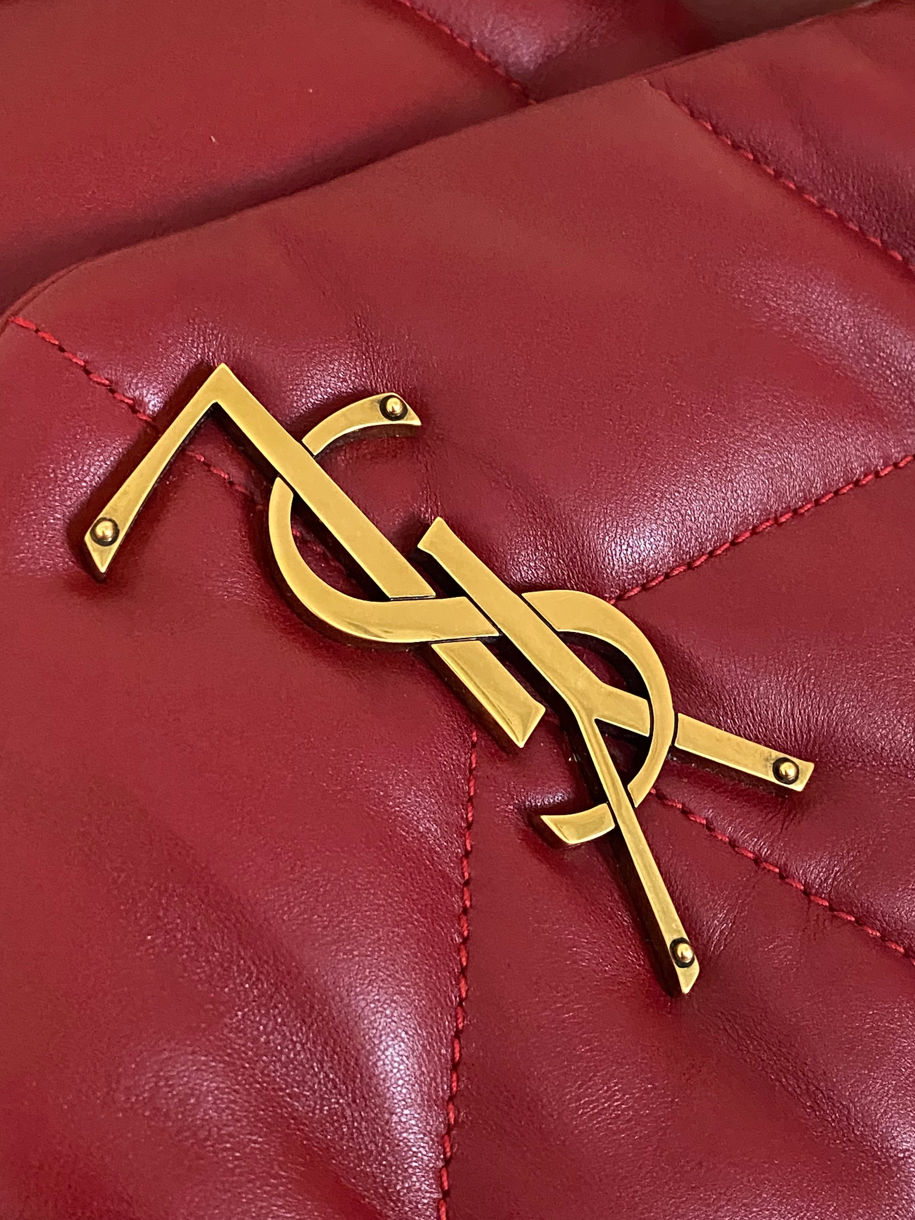 YSL Burgundy Puffer Small Shoulder Bag