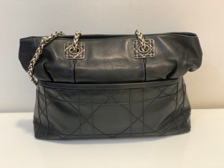 Christian Dior Black Cannage Granville Chain Link Tote Bag