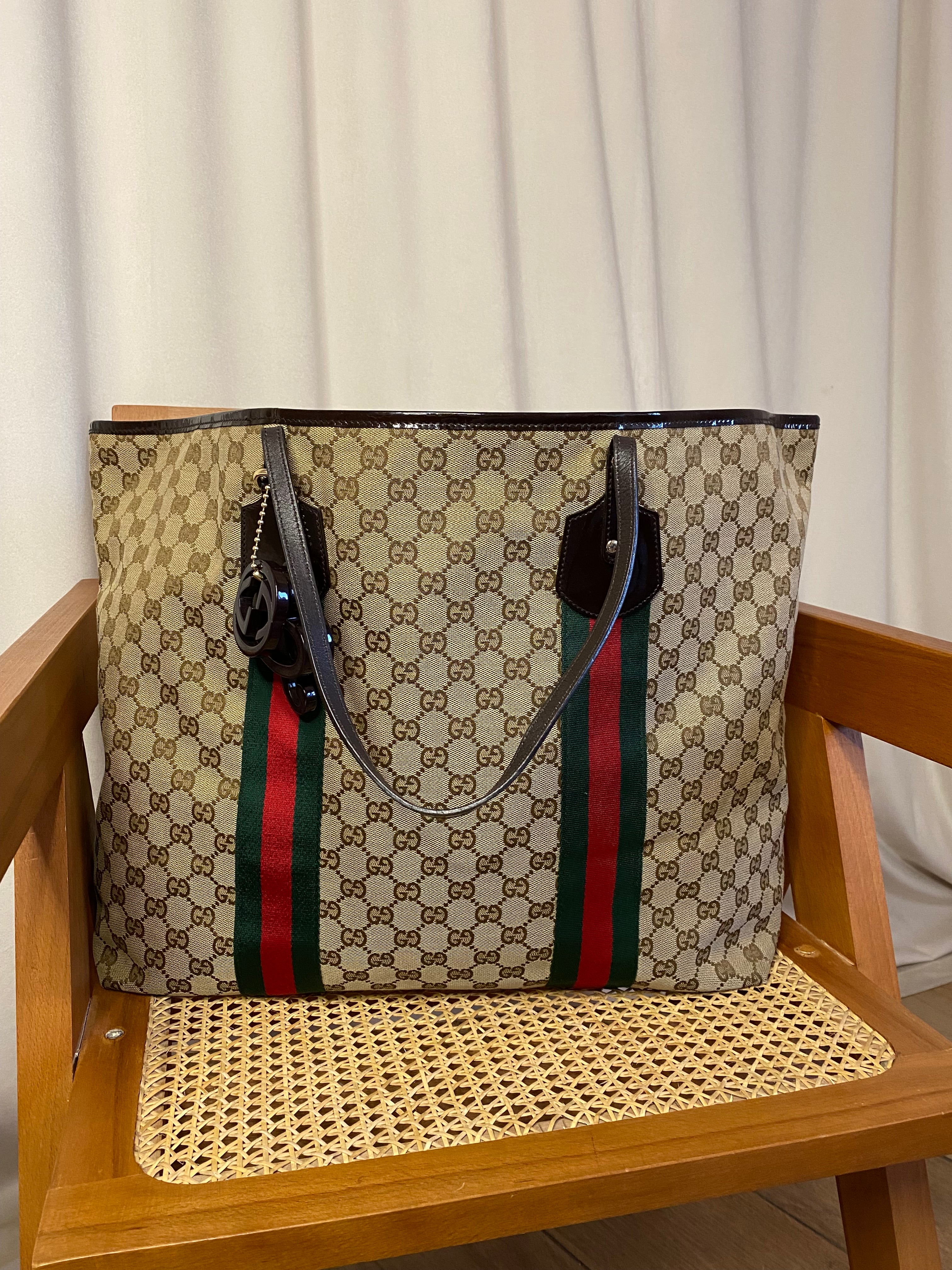 Gucci Brown GG Jolie Web Tote Bag