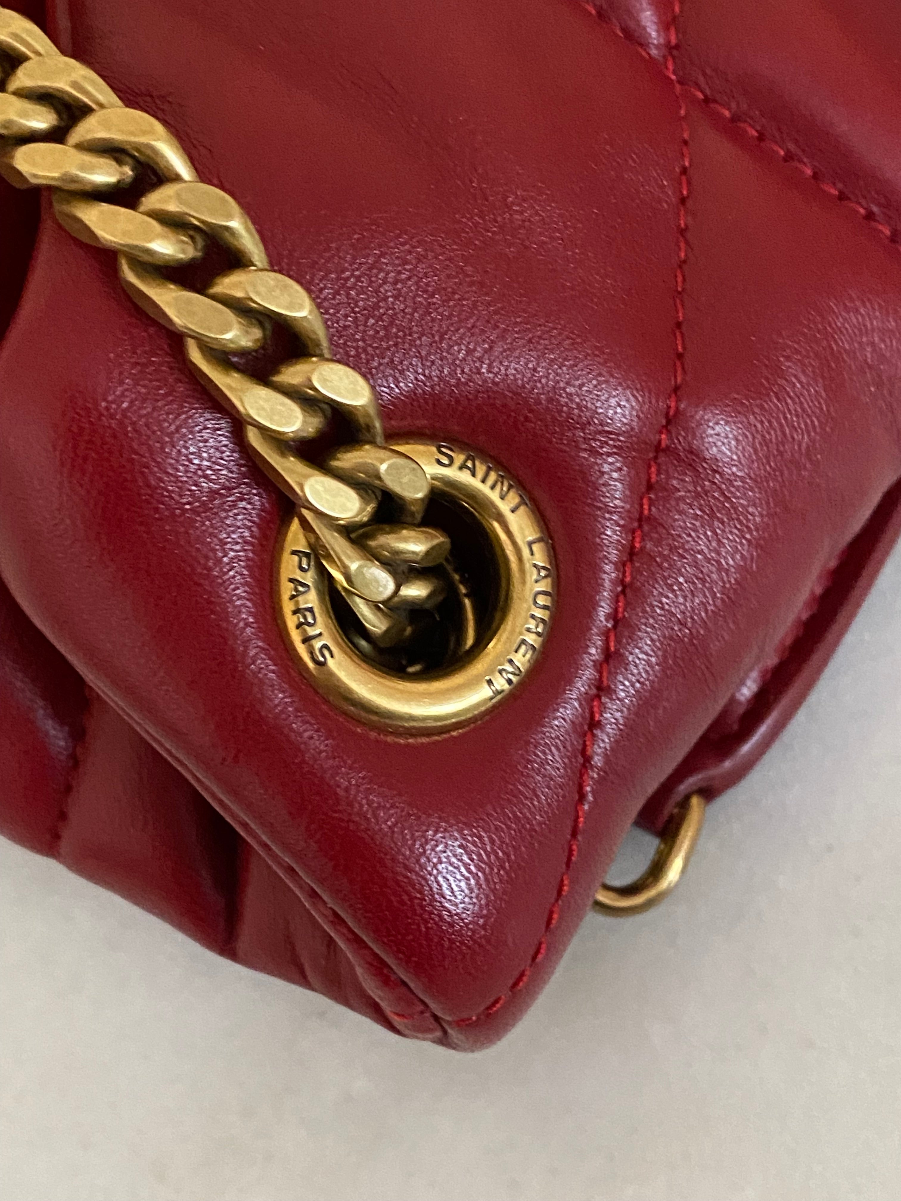 YSL Burgundy Puffer Small Shoulder Bag