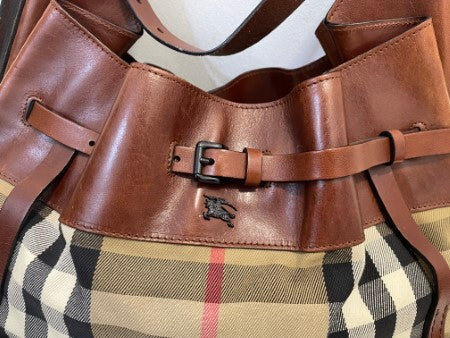 Burberry Bicolor House Check Belted Shoulder Bag