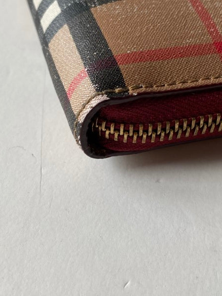 Burberry Dark Red House Check Long Wallet