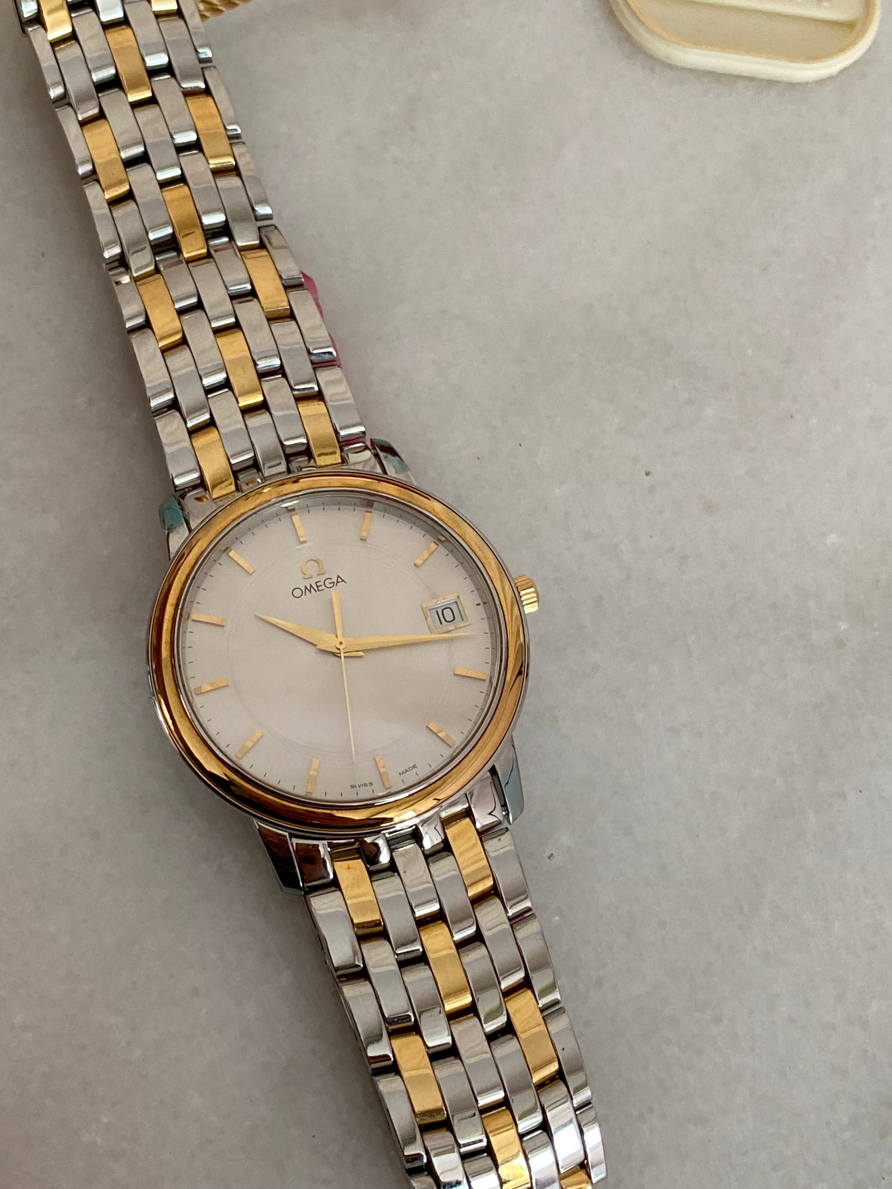 Omega Stainless Steel Yellow Gold De Ville Prestige Date Watch