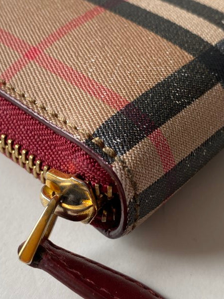 Burberry Dark Red House Check Long Wallet