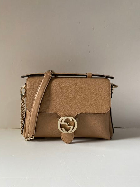 Gucci Beige Dollar Interlocking G Top Handle Bag