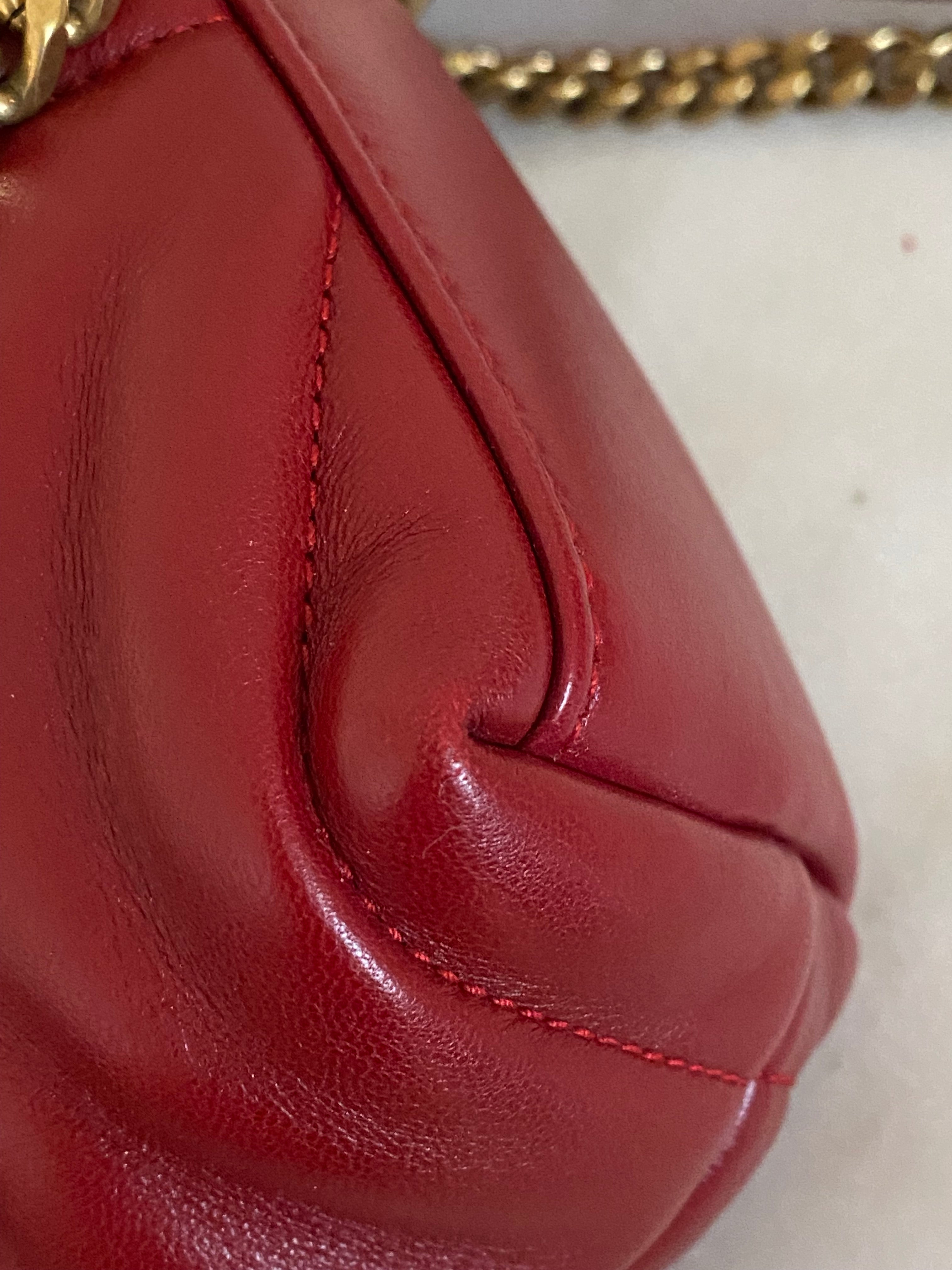 YSL Burgundy Puffer Small Shoulder Bag