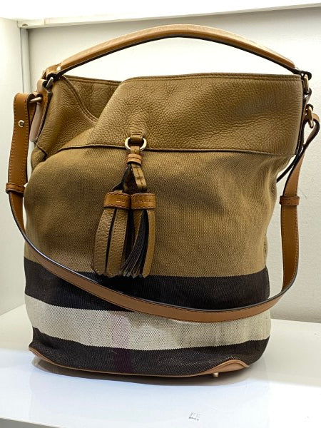 Burberry Brown Haymarket Bucket Bag