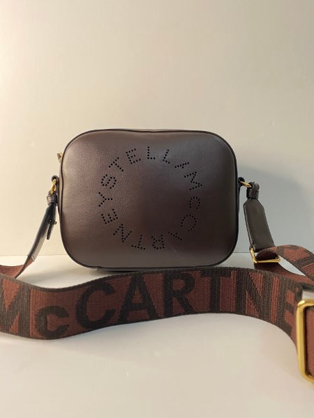 Stella Mccartney Dark Brown Mini Logo Camera Crossbody Bag