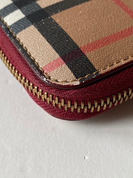 Burberry Dark Red House Check Long Wallet