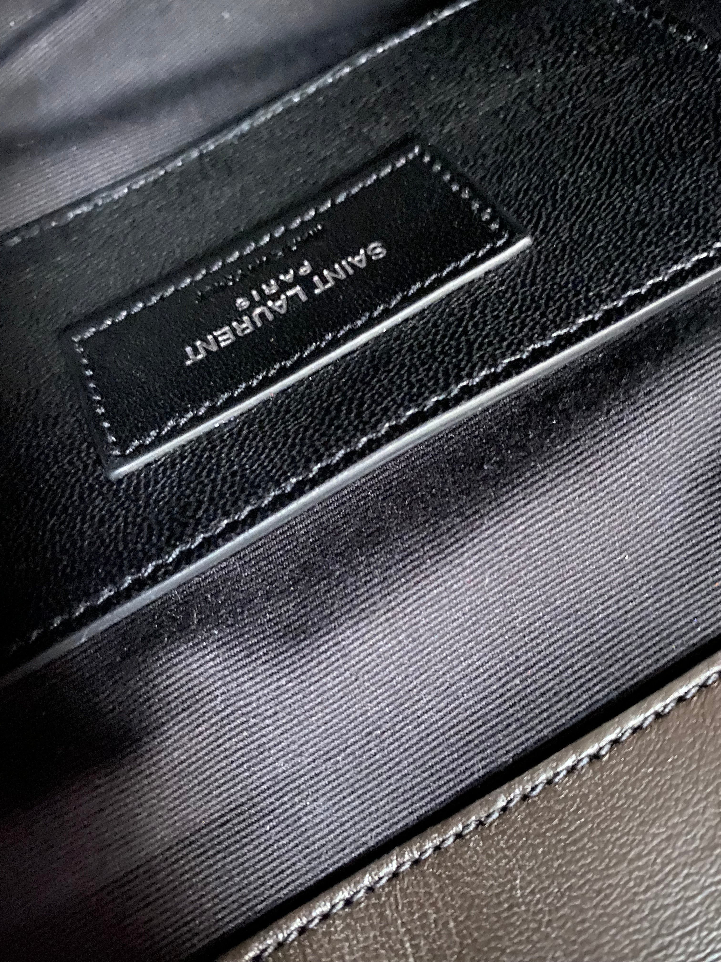 YSL Grey Croco Embossed Nubuck Collage Bag