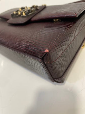 Dolce & Gabbana Burgundy Crystal Logo Crossbody Bag