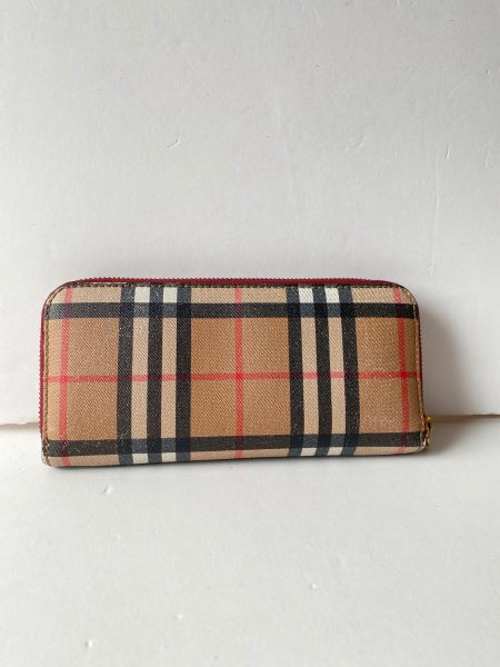 Burberry Dark Red House Check Long Wallet