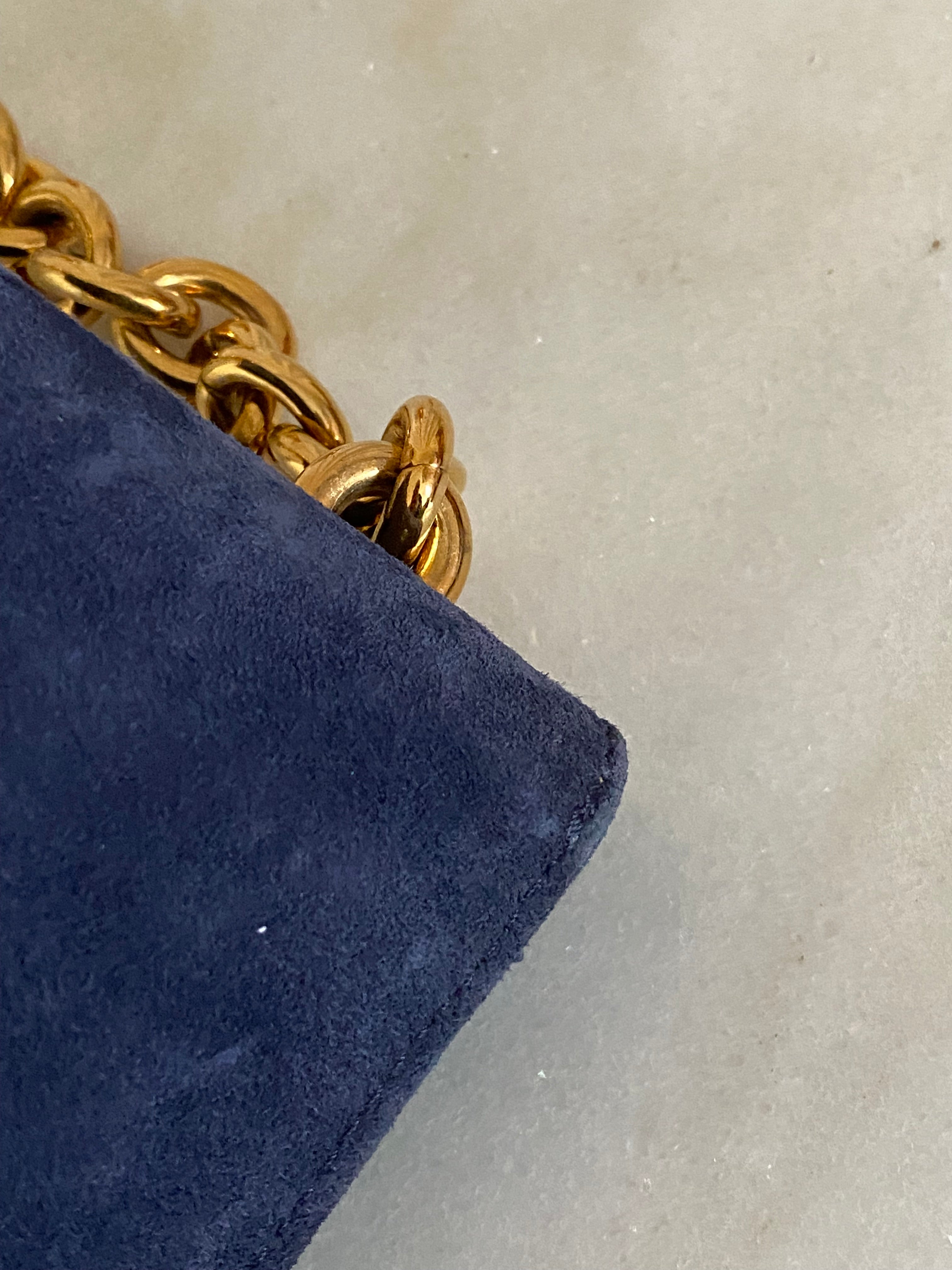 Fendi Blue Velvet Flap Bag