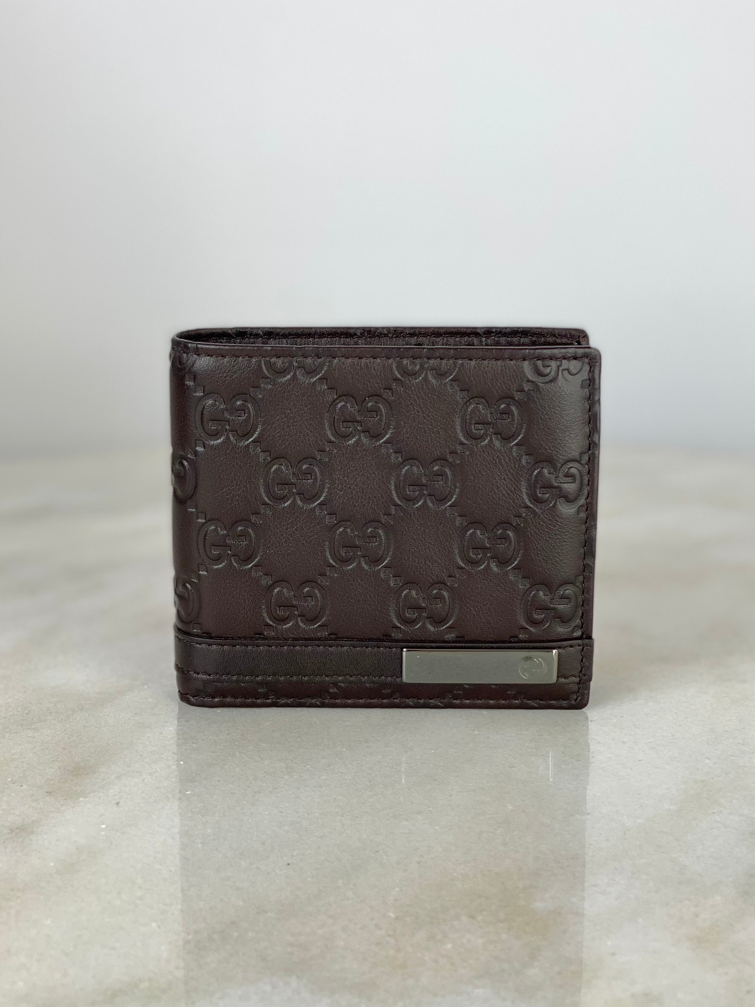 Gucci Brown GG Guccissima Meta Bar Small Wallet