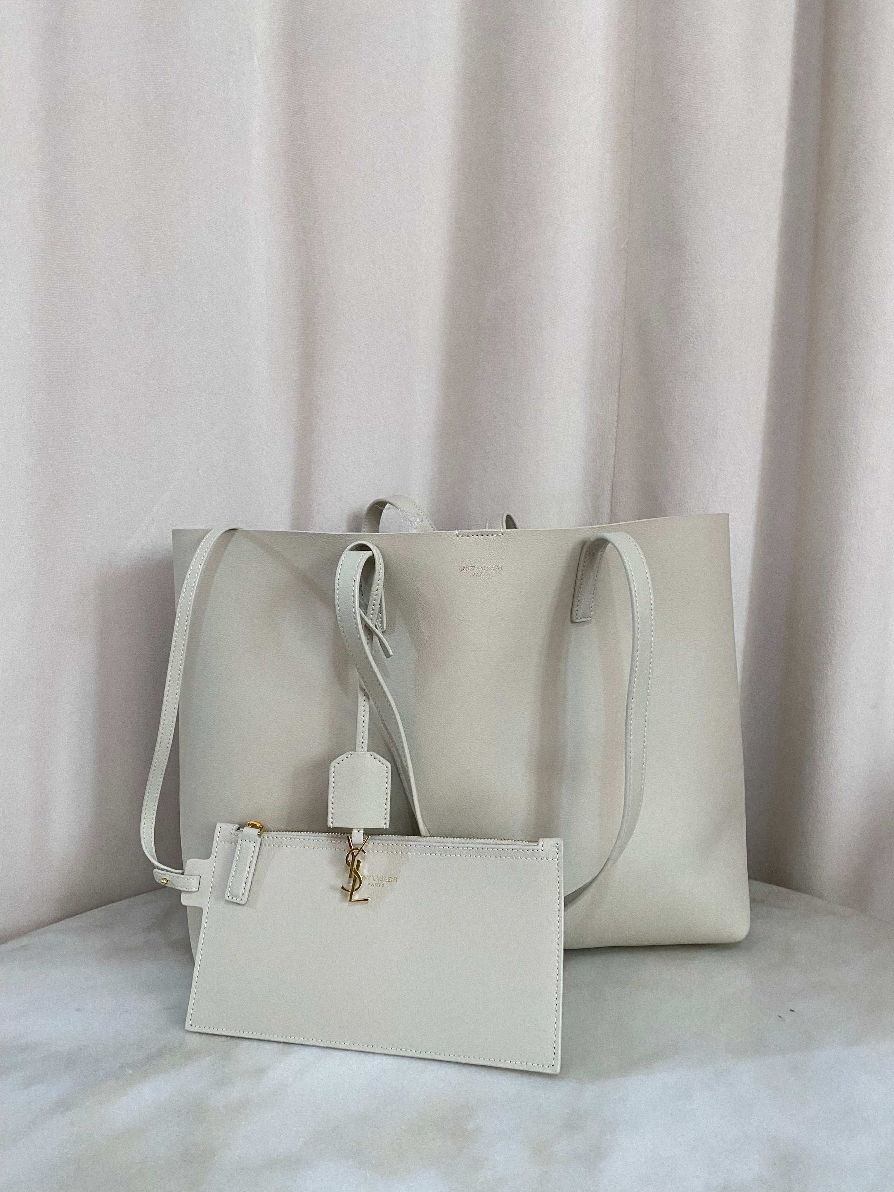 YSL Off White E/W Shopping Tote Bag