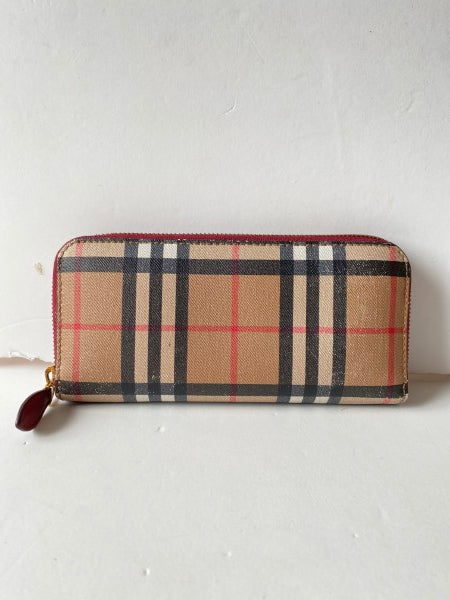 Burberry Dark Red House Check Long Wallet