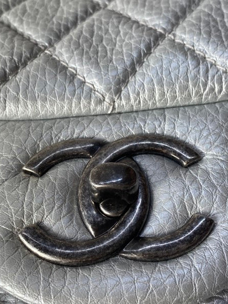 Chanel Silver Metallic XXL Flap Travel Maxi Bag