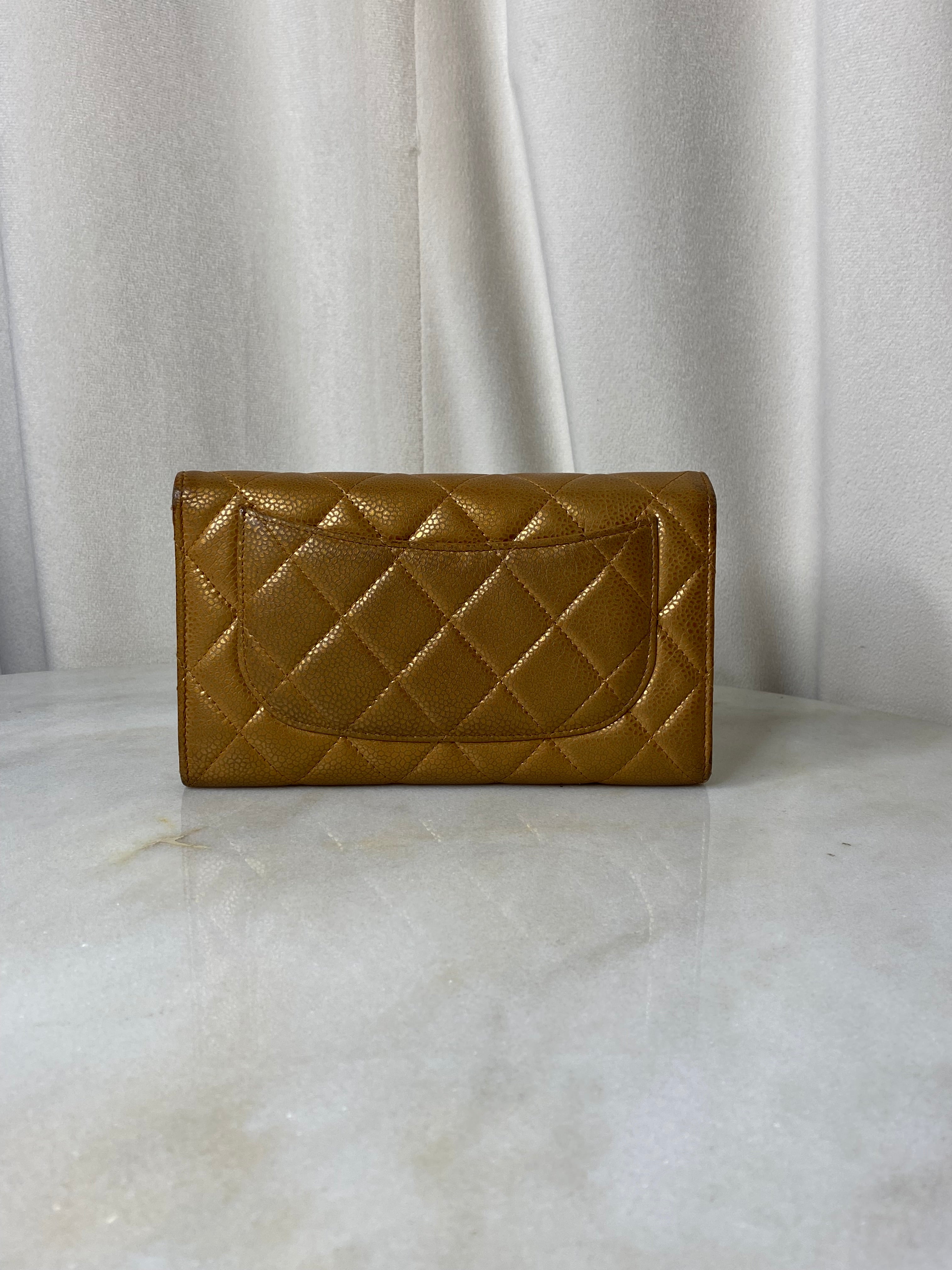 Chanel Camel Metallic Classic Flap Long Wallet