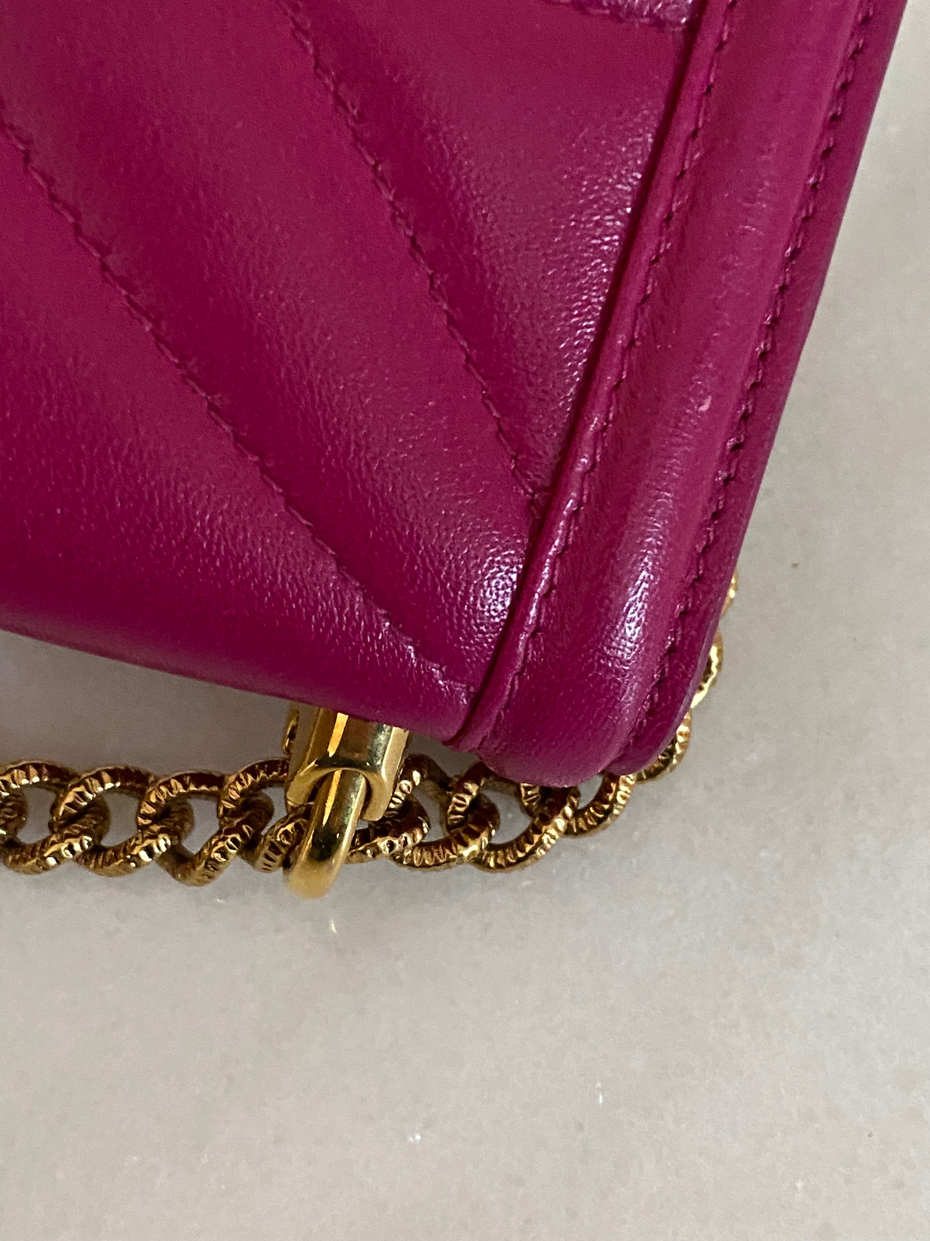 Dolce & Gabbana Fuchsia Devotion Phone Bag W/ Chain