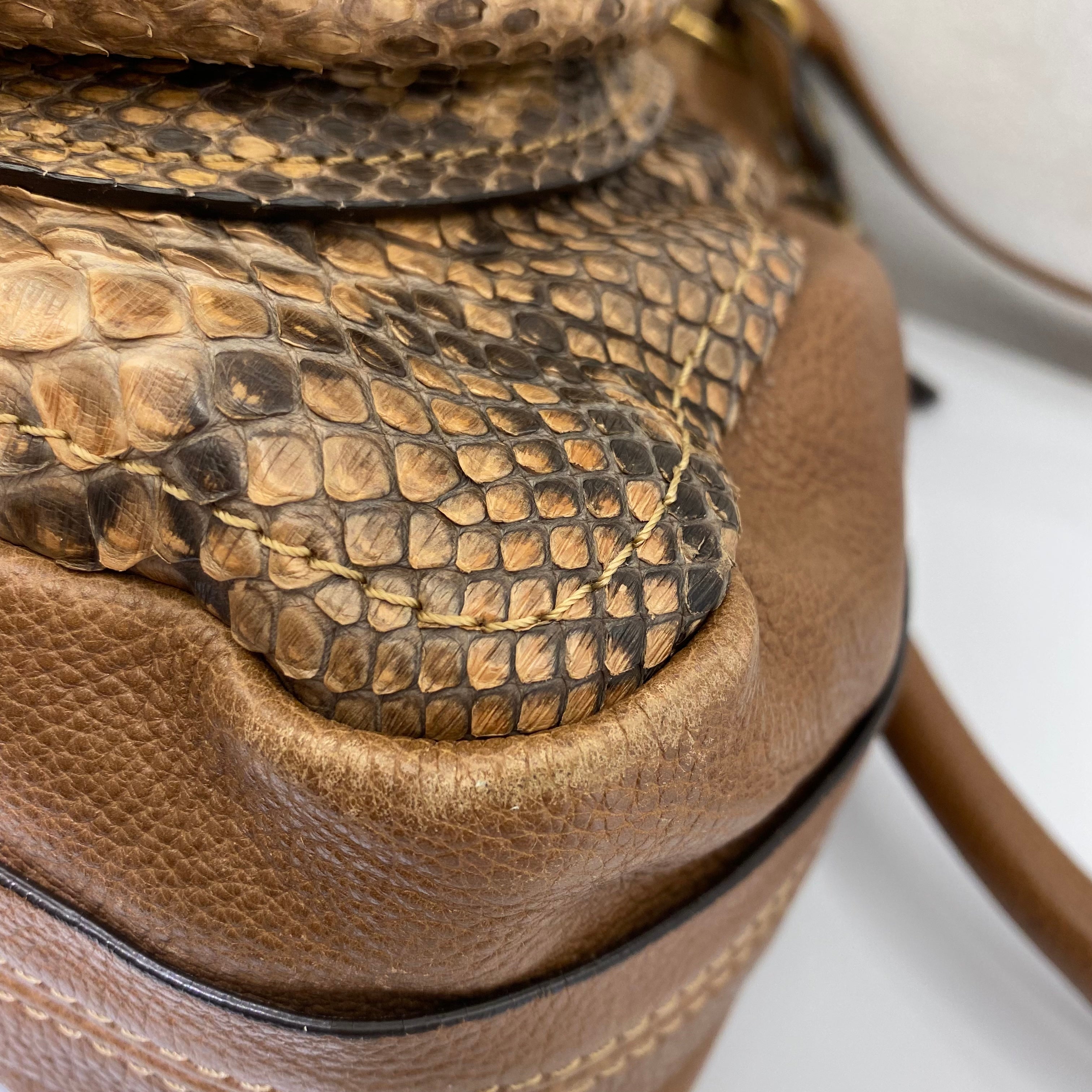 Chloe Brown Python Paraty Tote Shoulder Bag