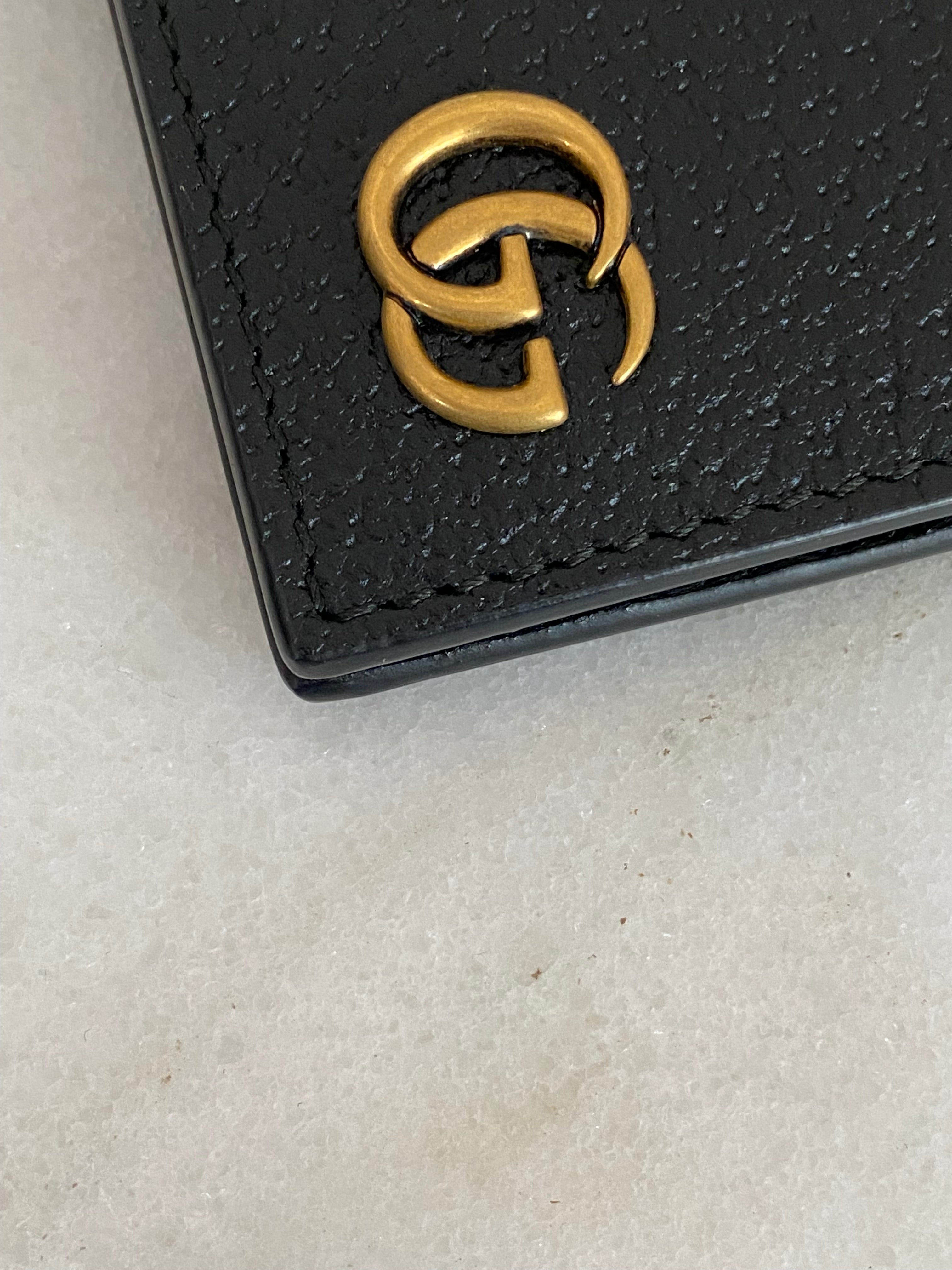 Gucci Black GG Marmont Bifold Small Wallet