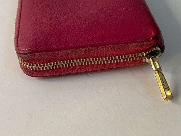 YSL Dark Pink Chevre Belle De Jour Zip Around Wallet