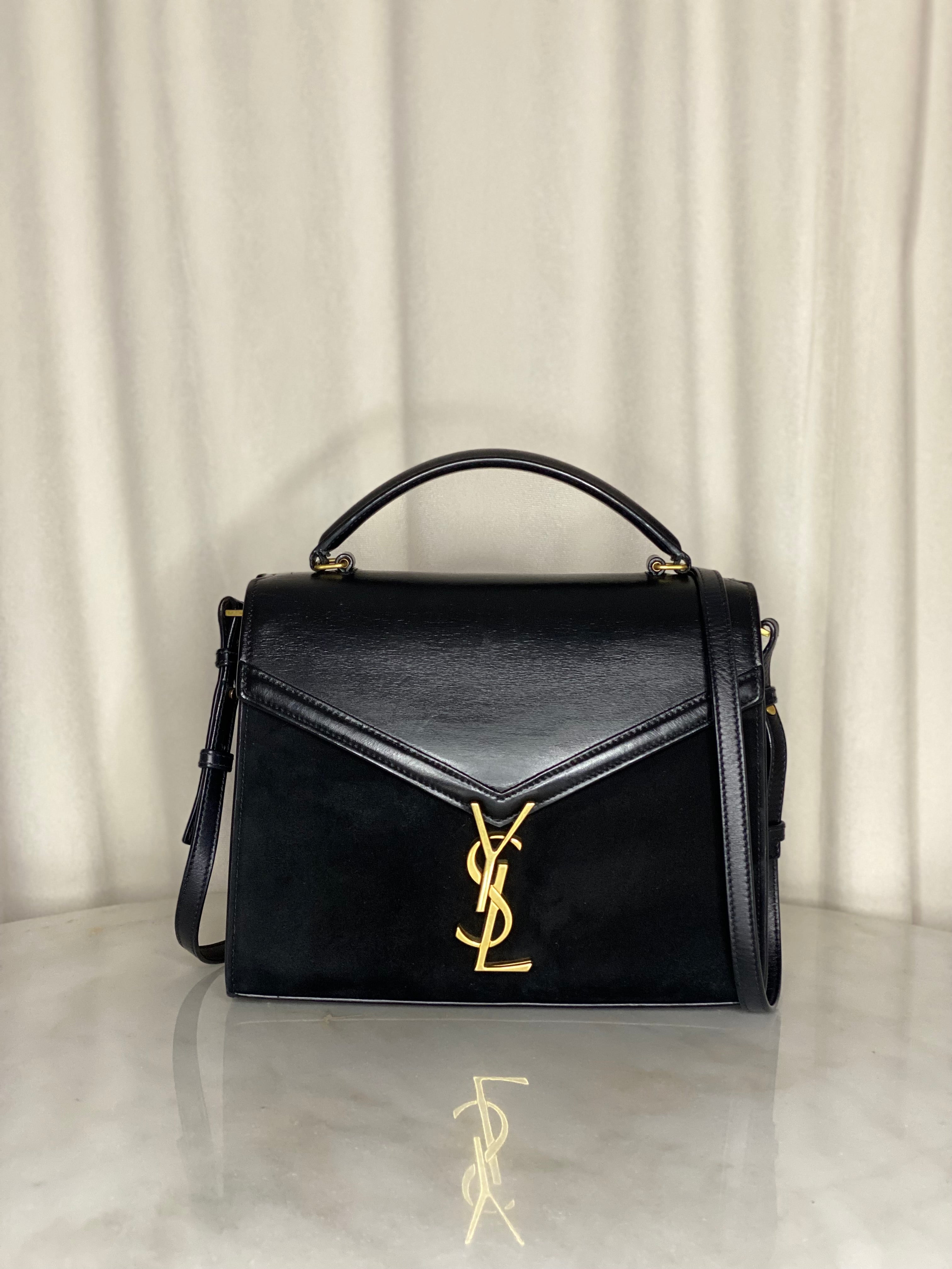 YSL Black Cassandra Top Handle Bag