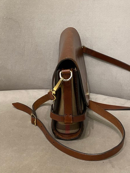 Burberry Brown House Check Bridle Abbott Crossbody Bag