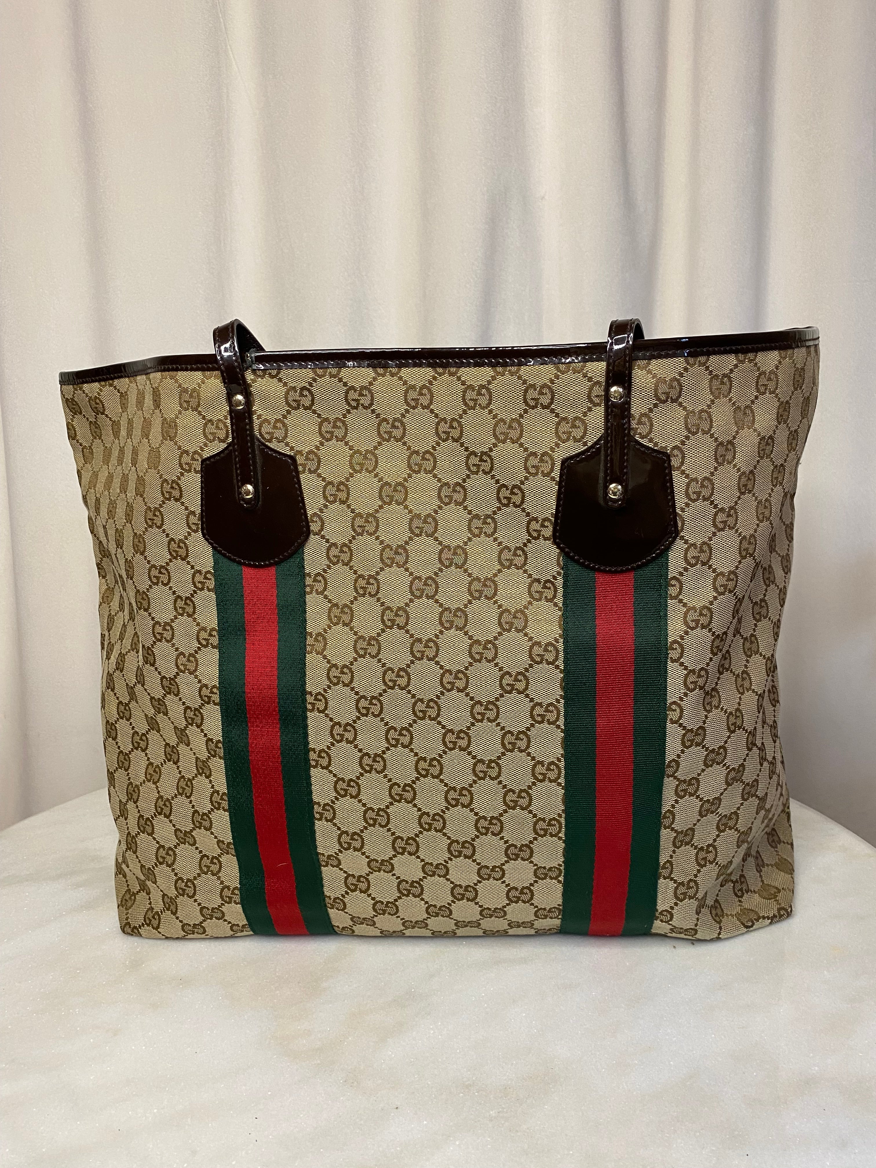 Gucci Brown GG Jolie Web Tote Bag