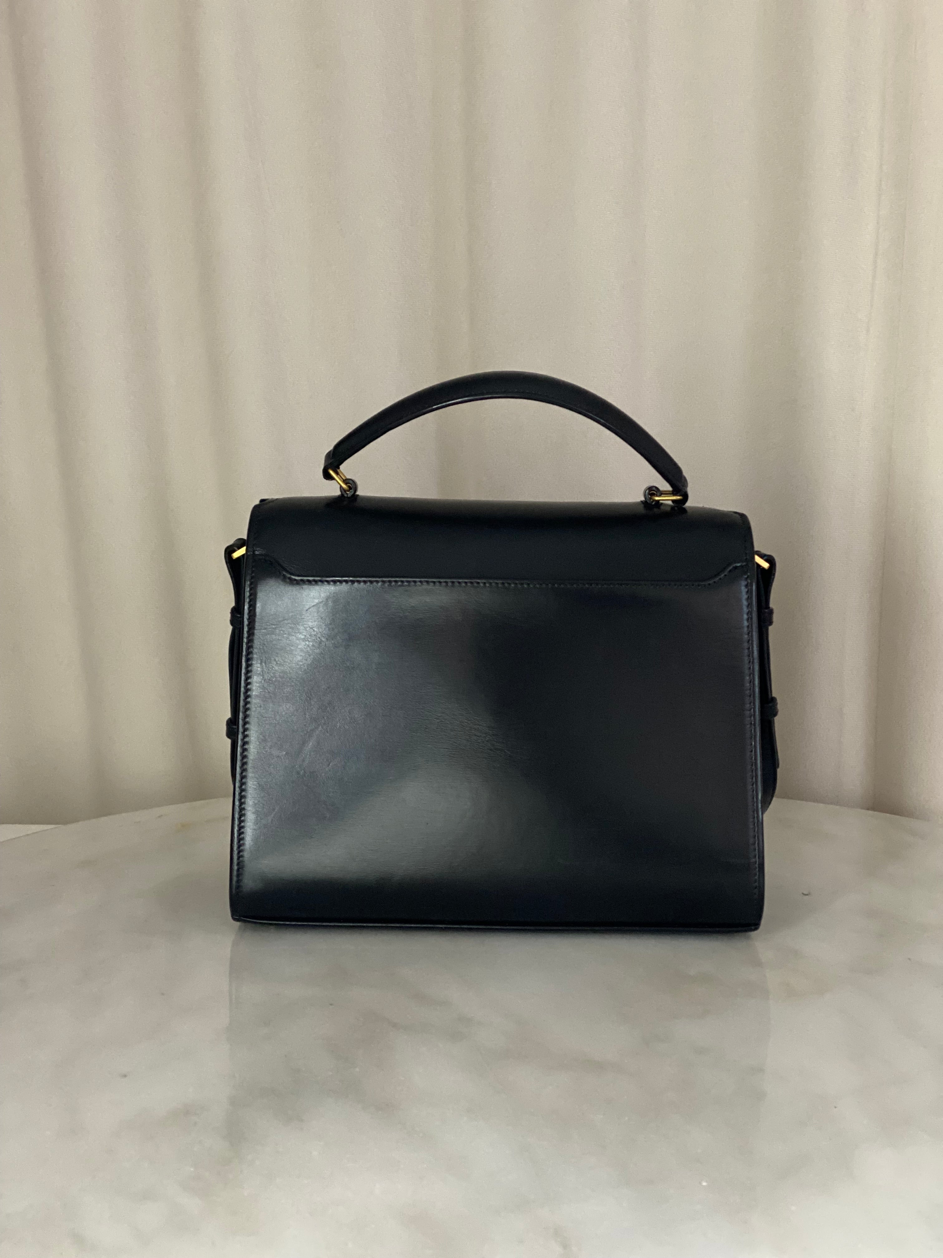 YSL Black Cassandra Top Handle Bag