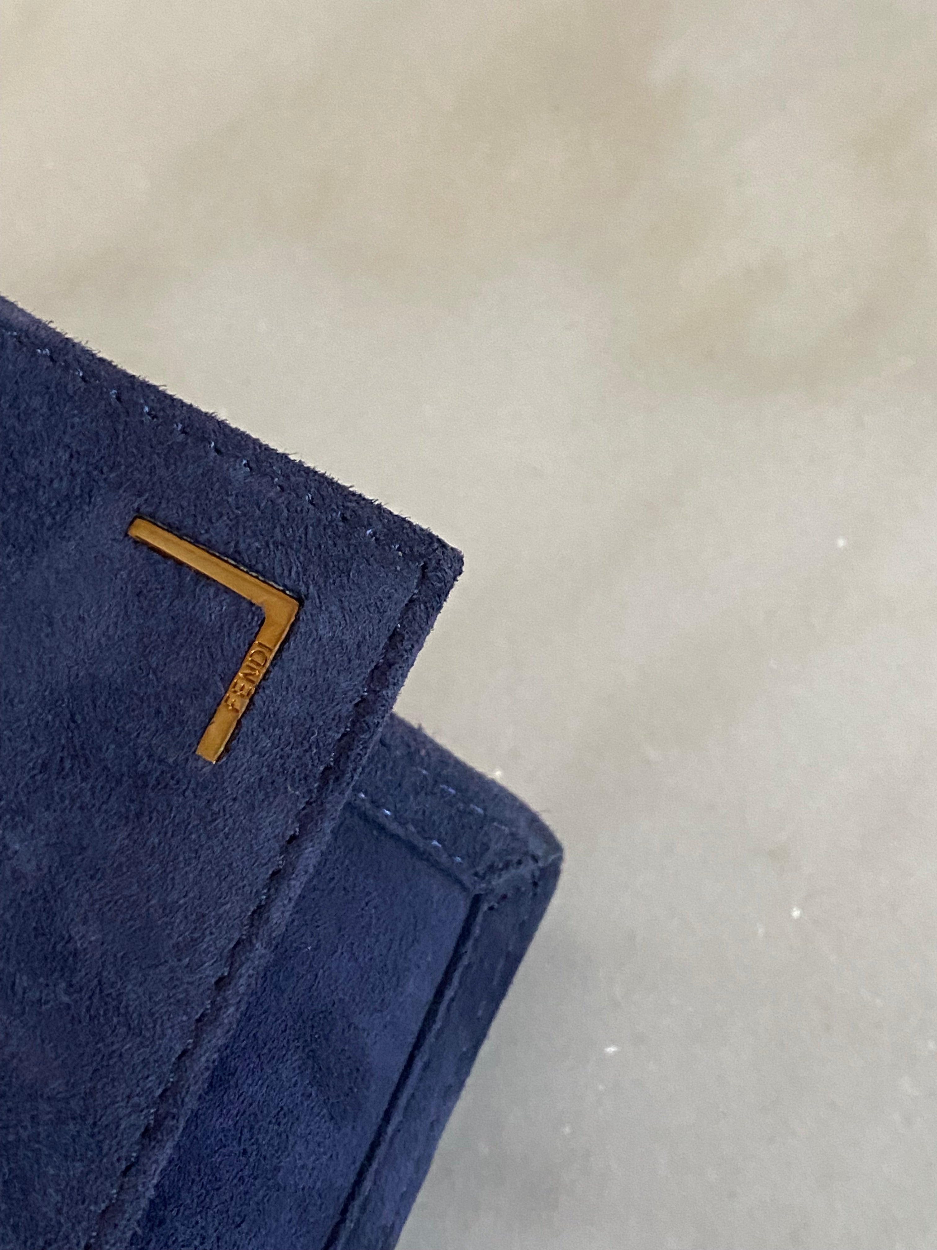 Fendi Blue Velvet Flap Bag