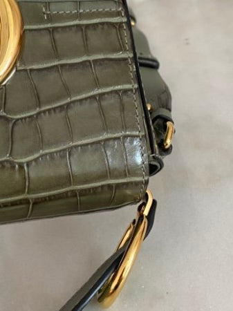 Chloe Green C Croco Embossed Top Handle Bag