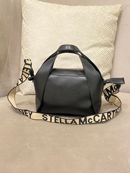 Stella Mccartney Black Mini Logo Crossbody Bag