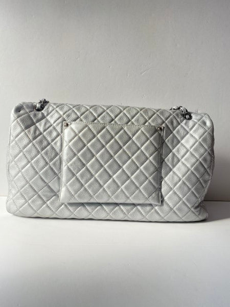 Chanel Silver Metallic XXL Flap Travel Maxi Bag