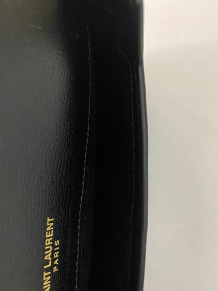 YSL black phone holder with strap in smooth leather