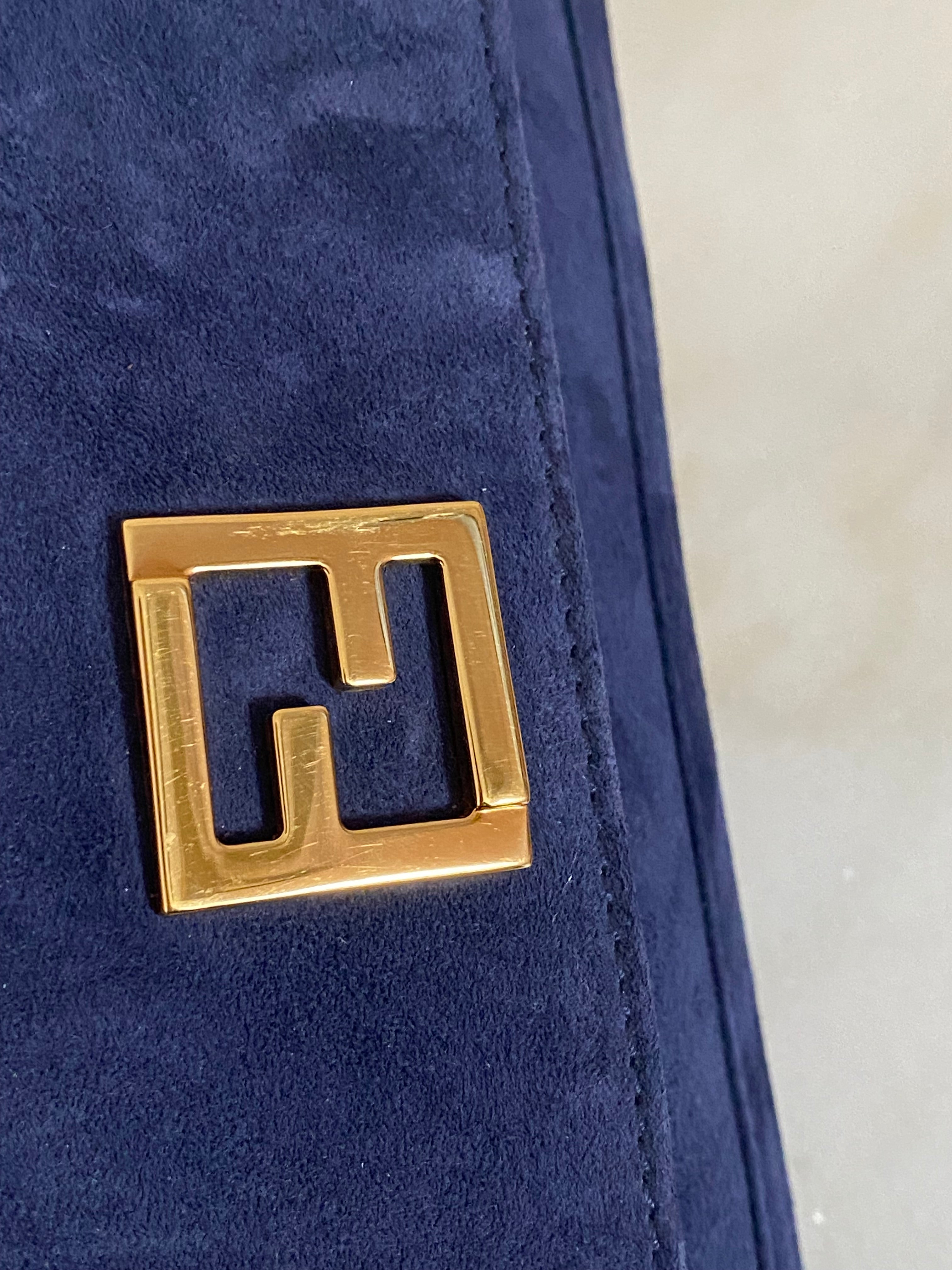 Fendi Blue Velvet Flap Bag