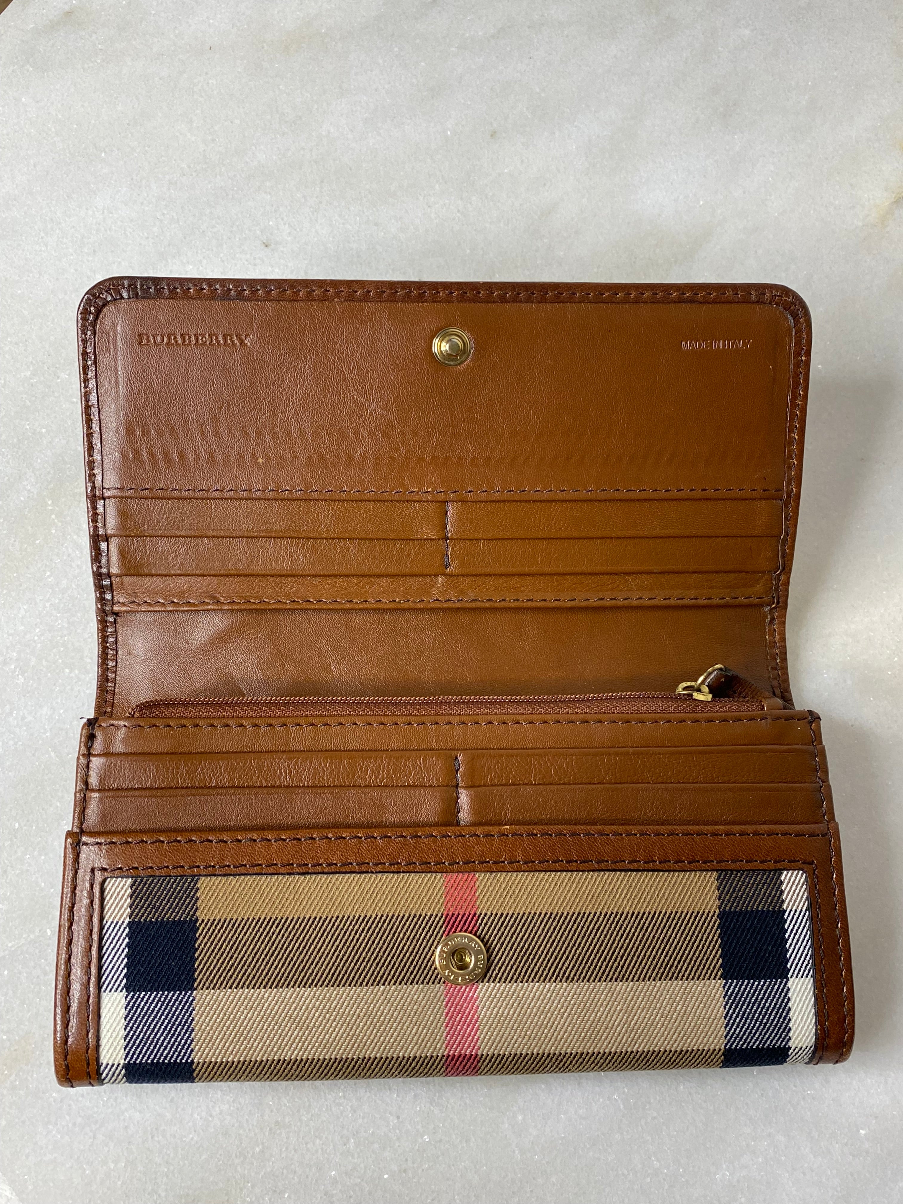 Burberry House Check Brown Flap Long Wallet