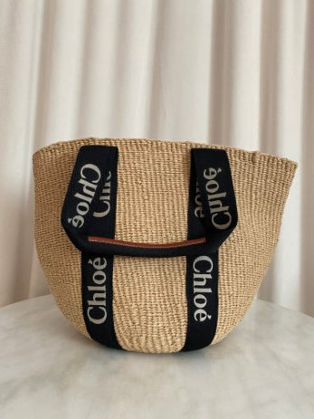 Chloe Bicolor Woody Basket Large Shoulder Bag