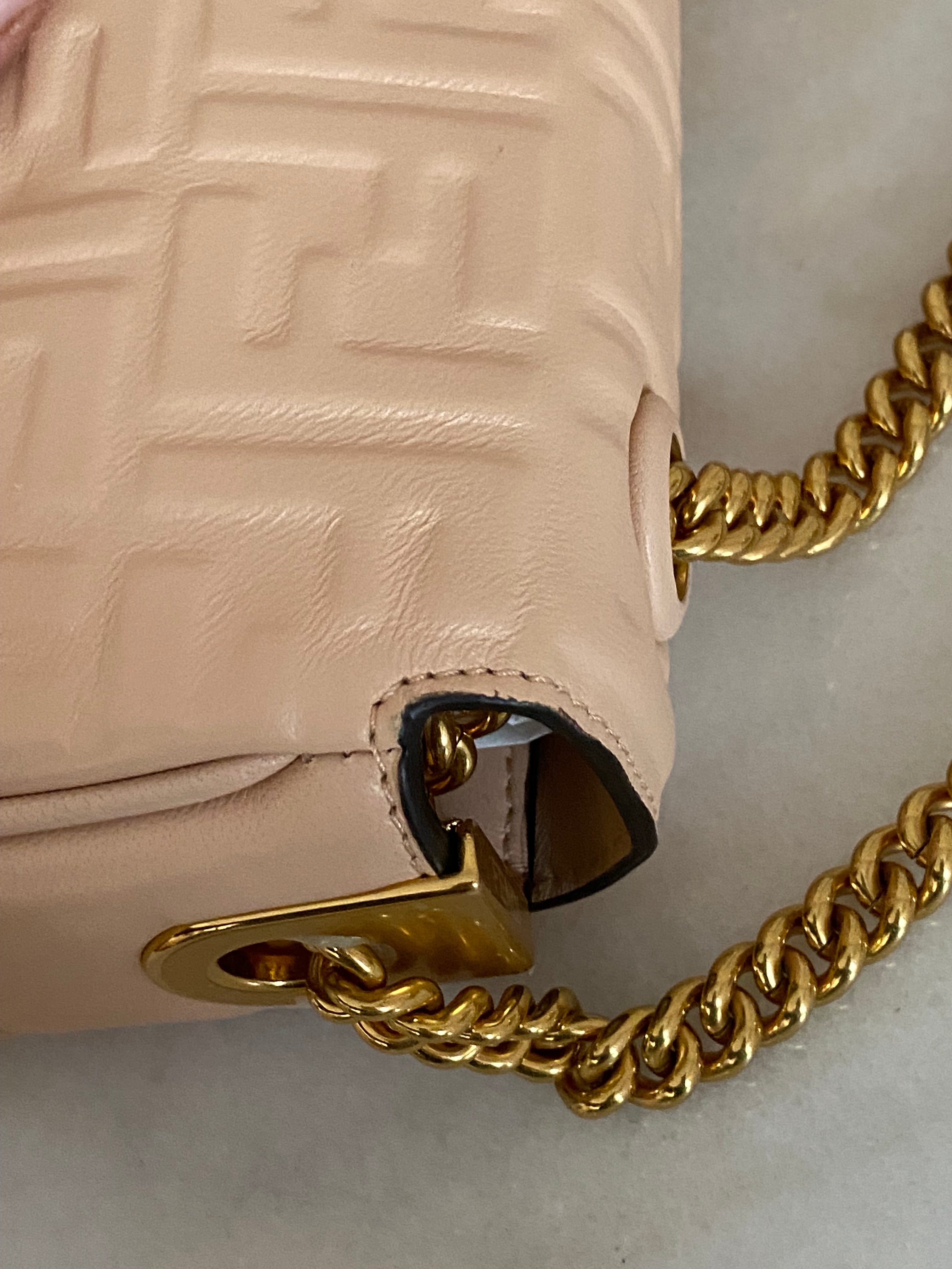 Fendi Pink Baguette Chain Small Midi Bag