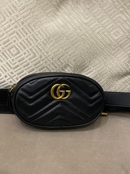 Gucci Black GG Marmont Mini Belt Bag