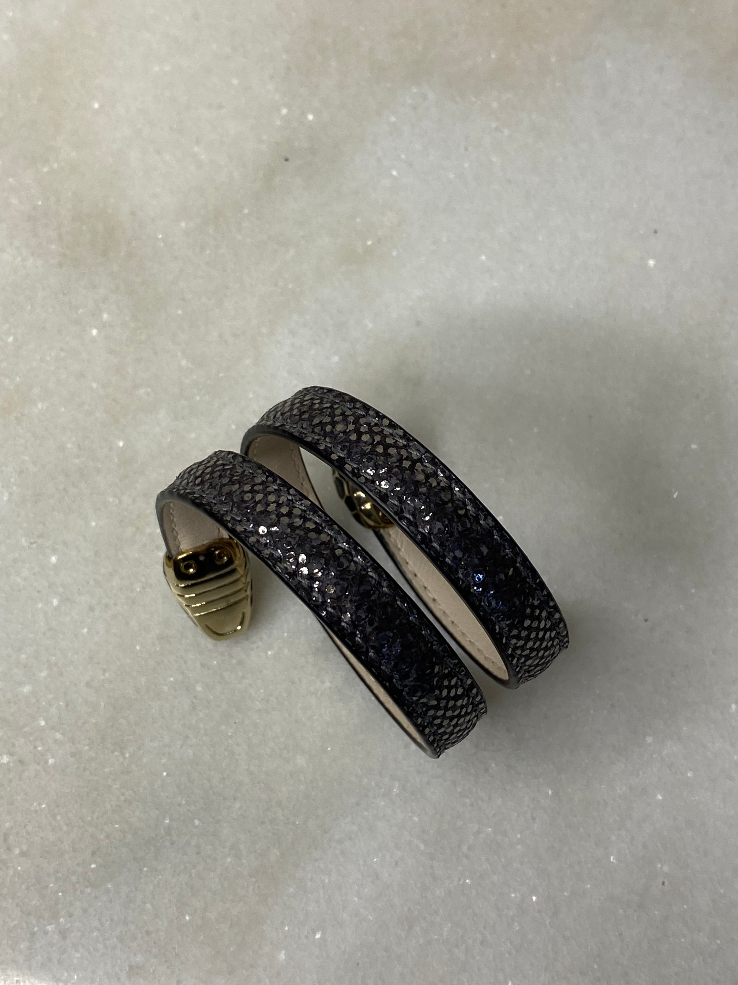 Bvlgari Black Karung Serpenti Double Bracelet