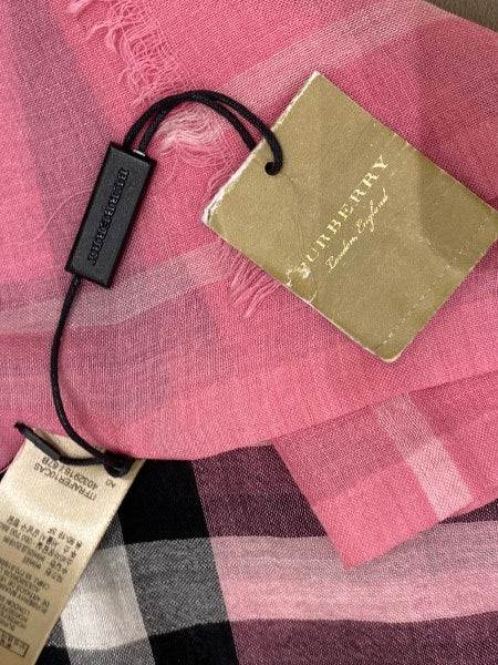 Burberry Pink House Check Wool Silk Scarf