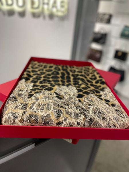 Valentino Leopard Cotton Lace Scarf