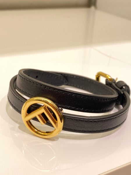 Fendi Black F Double Wrap Bracelet