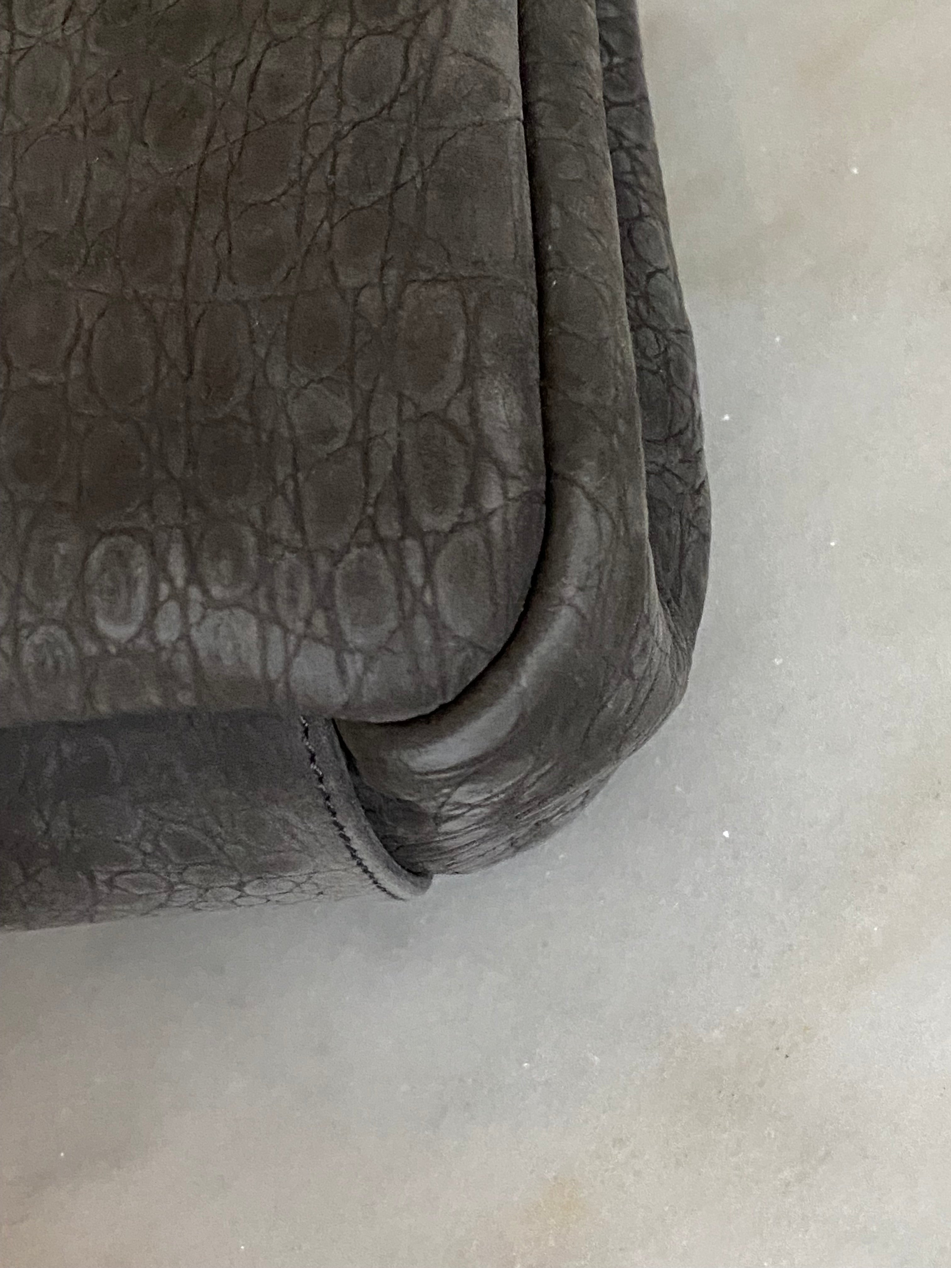 YSL Grey Croco Embossed Nubuck Collage Bag