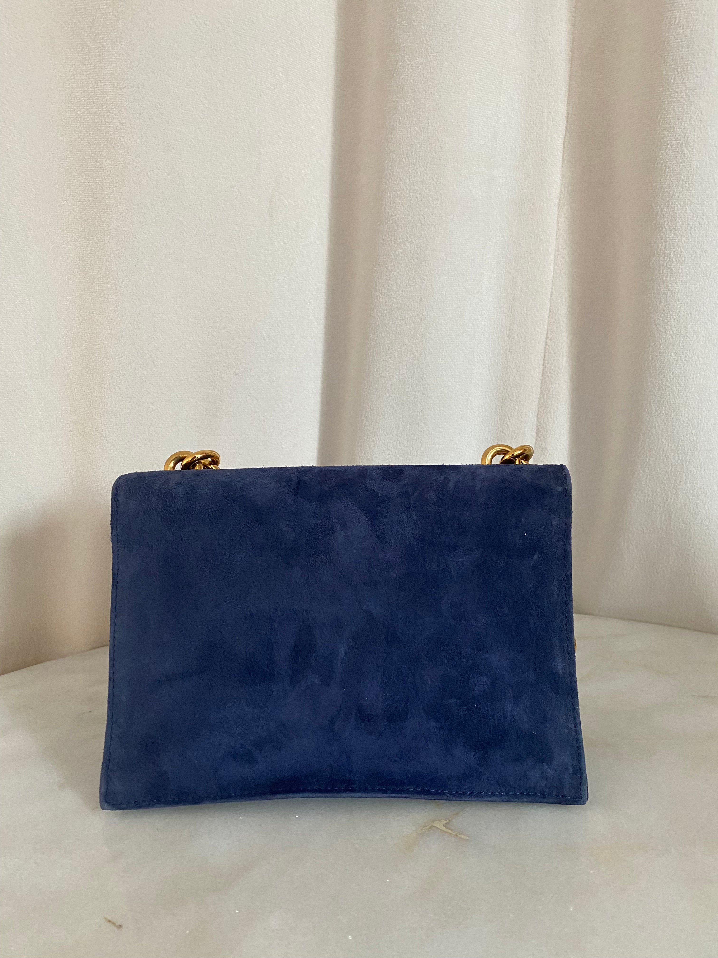 Fendi Blue Velvet Flap Bag