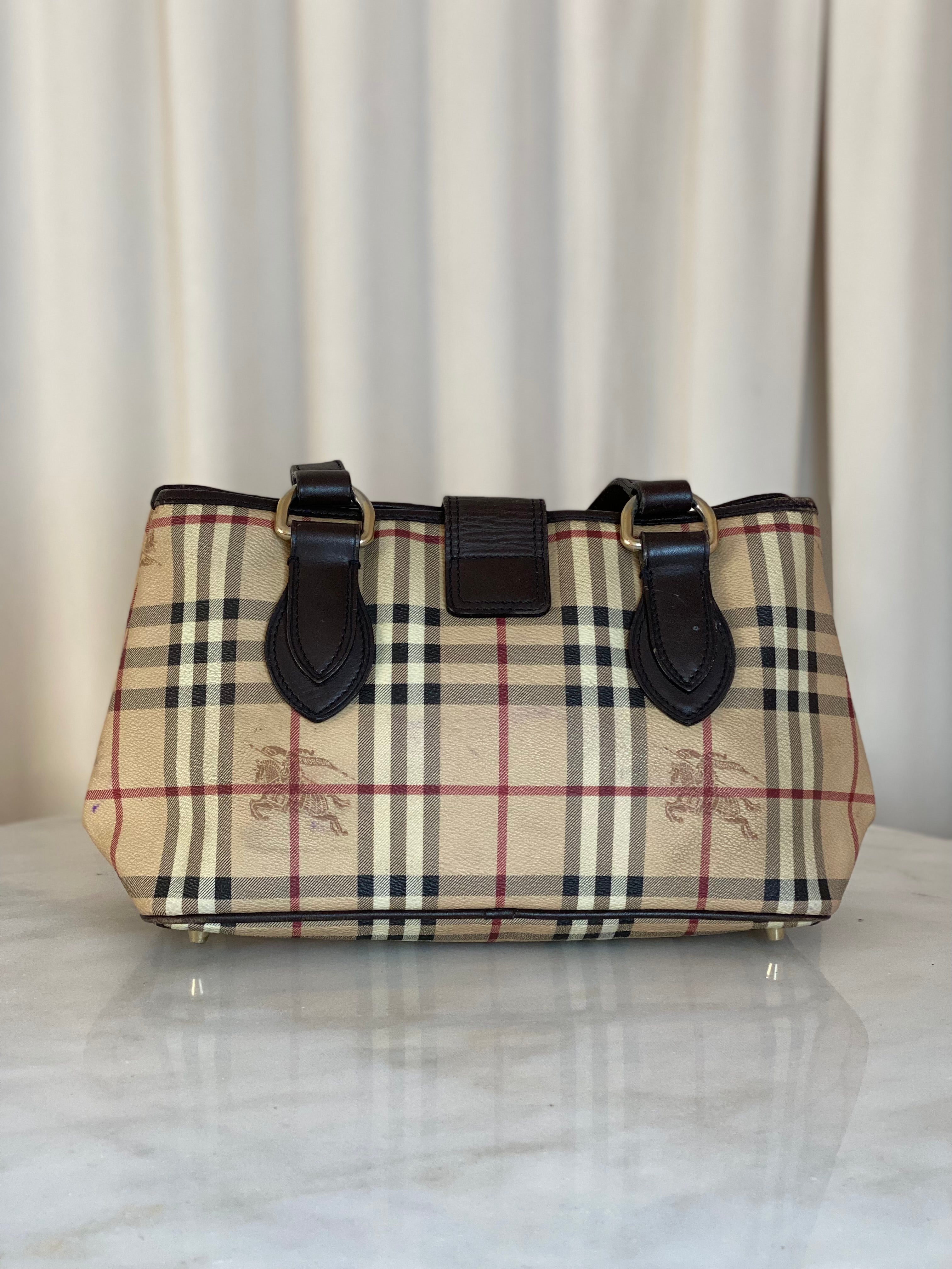 Burberry Bicolor Haymarket Eden Shoulder Bag